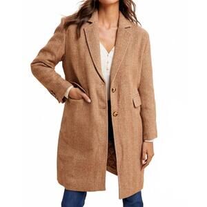NEW IN-LOOM herringbone duster coat in light brown